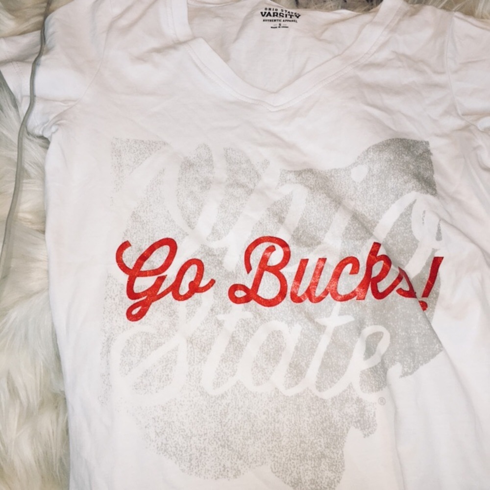 White V-neck Ohio State Shirt